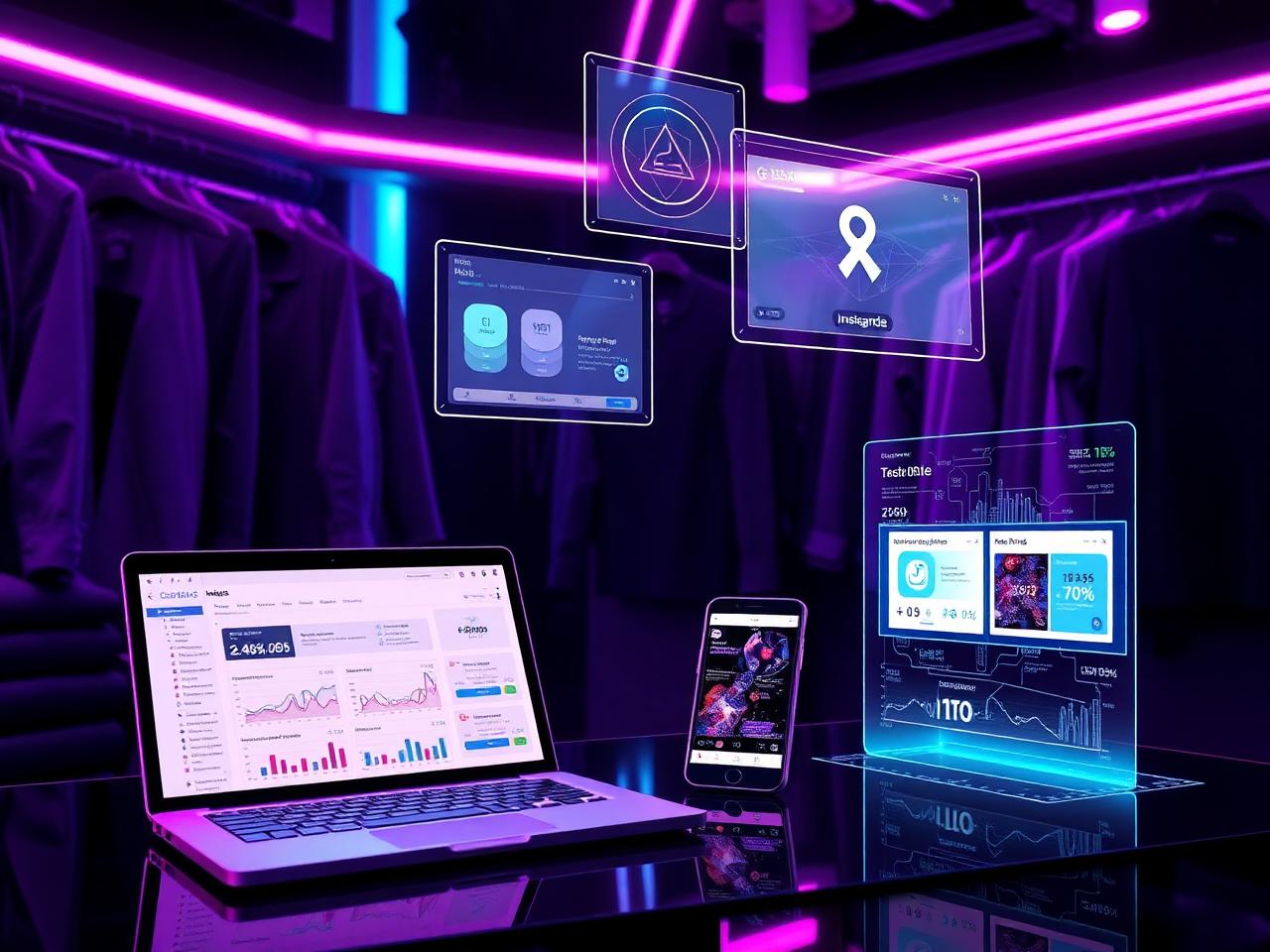 Dashboards de Meta Ads e Google Ads com métricas de crescimento em loja de moda